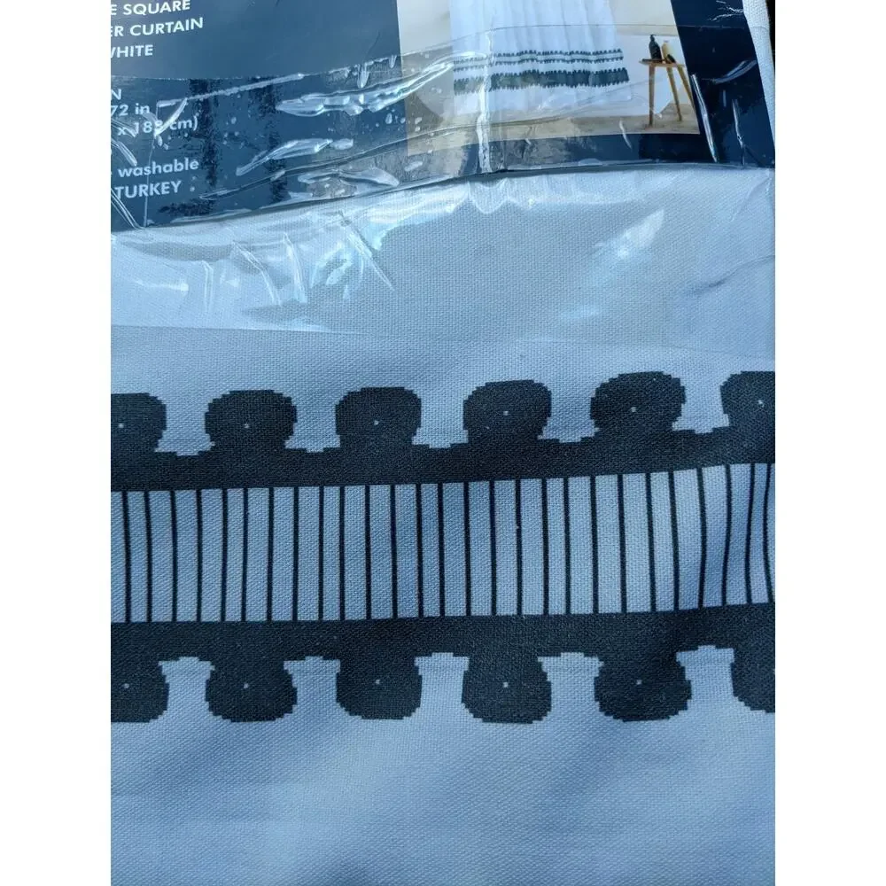 Brooks Brothers Turkish Cotton Shower Curtain Gray Geometric Pattern New *READ